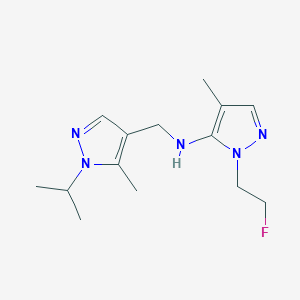 molecular formula C14H22FN5 B11741091 1-(2-fluoroethyl)-4-methyl-N-{[5-methyl-1-(propan-2-yl)-1H-pyrazol-4-yl]methyl}-1H-pyrazol-5-amine 