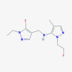 molecular formula C12H17F2N5 B11741098 N-[(1-ethyl-5-fluoro-1H-pyrazol-4-yl)methyl]-1-(2-fluoroethyl)-4-methyl-1H-pyrazol-5-amine 
