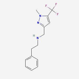 molecular formula C14H16F3N3 B11741133 {[1-methyl-5-(trifluoromethyl)-1H-pyrazol-3-yl]methyl}(2-phenylethyl)amine 