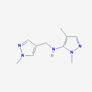 molecular formula C10H15N5 B11741282 1,4-dimethyl-N-[(1-methyl-1H-pyrazol-4-yl)methyl]-1H-pyrazol-5-amine 