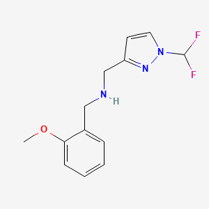 molecular formula C13H15F2N3O B11741411 {[1-(difluoromethyl)-1H-pyrazol-3-yl]methyl}[(2-methoxyphenyl)methyl]amine 