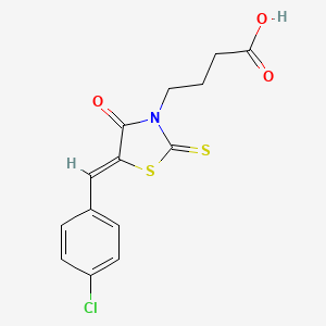 molecular formula C14H12ClNO3S2 B1174174 4-[(5Z)-5-(4-chlorobenzylidene)-4-oxo-2-thioxo-1,3-thiazolidin-3-yl]butanoic acid CAS No. 17385-93-2