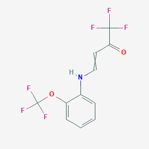 molecular formula C11H7F6NO2 B11741876 1,1,1-Trifluoro-4-{[2-(trifluoromethoxy)phenyl]amino}but-3-en-2-one 