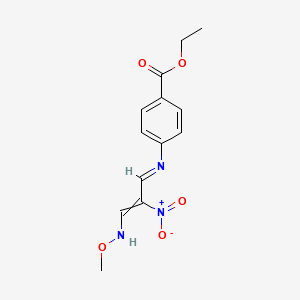 molecular formula C13H15N3O5 B11741952 Ethyl 4-[[3-(methoxyamino)-2-nitroprop-2-enylidene]amino]benzoate 