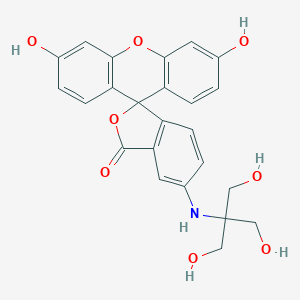 molecular formula C24H21NO8 B117430 5-Tris(hydroxymethyl)methylamino-2-(3,6-dihydroxy-9H-xanthen-10-yl)benzoate CAS No. 156862-28-1