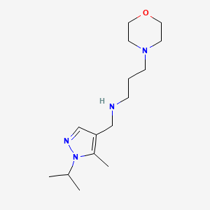molecular formula C15H28N4O B11743612 {[5-methyl-1-(propan-2-yl)-1H-pyrazol-4-yl]methyl}[3-(morpholin-4-yl)propyl]amine 