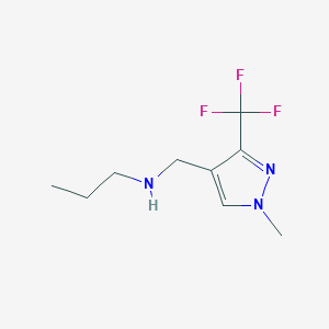 molecular formula C9H14F3N3 B11743813 {[1-methyl-3-(trifluoromethyl)-1H-pyrazol-4-yl]methyl}(propyl)amine 