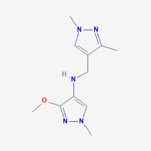 molecular formula C11H17N5O B11746457 N-[(1,3-dimethyl-1H-pyrazol-4-yl)methyl]-3-methoxy-1-methyl-1H-pyrazol-4-amine CAS No. 1855946-34-7