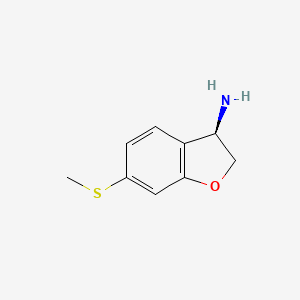 molecular formula C9H11NOS B11746511 (3R)-6-Methylthio-2,3-dihydrobenzo[B]furan-3-ylamine 
