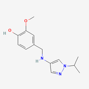 molecular formula C14H19N3O2 B11746520 2-methoxy-4-({[1-(propan-2-yl)-1H-pyrazol-4-yl]amino}methyl)phenol 