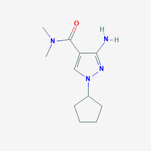 molecular formula C11H18N4O B11746622 3-Amino-1-cyclopentyl-N,N-dimethyl-1H-pyrazole-4-carboxamide 