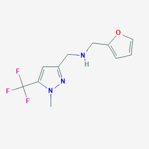 molecular formula C11H12F3N3O B11746645 [(furan-2-yl)methyl]({[1-methyl-5-(trifluoromethyl)-1H-pyrazol-3-yl]methyl})amine CAS No. 1855943-32-6