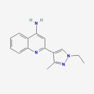 molecular formula C15H16N4 B11746695 2-(1-Ethyl-3-methyl-1H-pyrazol-4-yl)quinolin-4-amine 