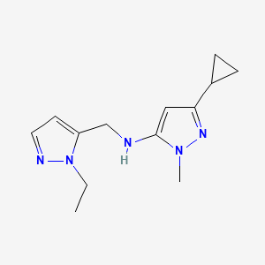 molecular formula C13H19N5 B11746727 3-cyclopropyl-N-[(1-ethyl-1H-pyrazol-5-yl)methyl]-1-methyl-1H-pyrazol-5-amine 