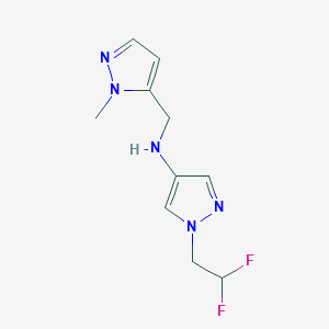 molecular formula C10H13F2N5 B11746910 1-(2,2-difluoroethyl)-N-[(1-methyl-1H-pyrazol-5-yl)methyl]-1H-pyrazol-4-amine 