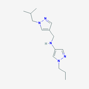 molecular formula C14H23N5 B11747333 N-{[1-(2-methylpropyl)-1H-pyrazol-4-yl]methyl}-1-propyl-1H-pyrazol-4-amine 