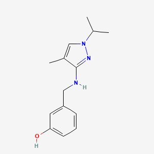 molecular formula C14H19N3O B11747536 3-({[4-methyl-1-(propan-2-yl)-1H-pyrazol-3-yl]amino}methyl)phenol 
