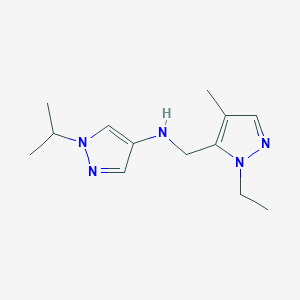 molecular formula C13H21N5 B11747875 N-[(1-ethyl-4-methyl-1H-pyrazol-5-yl)methyl]-1-(propan-2-yl)-1H-pyrazol-4-amine 