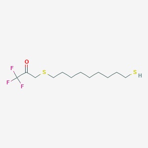 molecular formula C12H21F3OS2 B117483 1,1,1-Trifluoro-3-(9-sulfanylnonylsulfanyl)propan-2-one CAS No. 154301-46-9