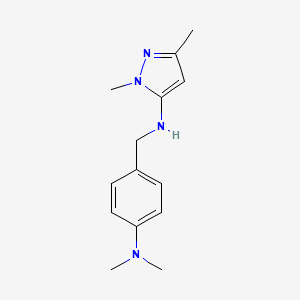 molecular formula C14H20N4 B11748685 N-{[4-(dimethylamino)phenyl]methyl}-1,3-dimethyl-1H-pyrazol-5-amine 