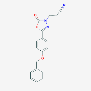 molecular formula C18H15N3O3 B117493 5-(4-(Benzyloxy)phenyl)-3-(2-cyanoethyl)-1,3,4-oxadiazol-2(3H)-one CAS No. 147807-20-3