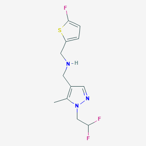 molecular formula C12H14F3N3S B11751269 {[1-(2,2-difluoroethyl)-5-methyl-1H-pyrazol-4-yl]methyl}[(5-fluorothiophen-2-yl)methyl]amine 