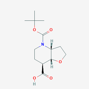 molecular formula C13H21NO5 B11751765 (3aR,7S,7aR)-4-[(2-methylpropan-2-yl)oxycarbonyl]-3,3a,5,6,7,7a-hexahydro-2H-furo[3,2-b]pyridine-7-carboxylic acid 