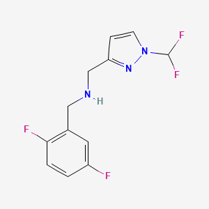 molecular formula C12H11F4N3 B11751791 {[1-(difluoromethyl)-1H-pyrazol-3-yl]methyl}[(2,5-difluorophenyl)methyl]amine 