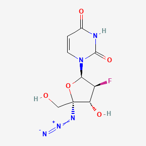 molecular formula C9H10FN5O5 B11751913 1-[(2R,3S,4R,5R)-5-azido-3-fluoro-4-hydroxy-5-(hydroxymethyl)oxolan-2-yl]pyrimidine-2,4-dione 