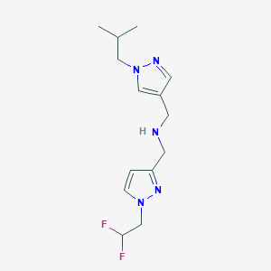 molecular formula C14H21F2N5 B11752010 {[1-(2,2-difluoroethyl)-1H-pyrazol-3-yl]methyl}({[1-(2-methylpropyl)-1H-pyrazol-4-yl]methyl})amine 
