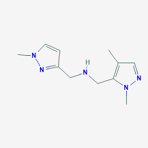molecular formula C11H17N5 B11752120 [(1,4-dimethyl-1H-pyrazol-5-yl)methyl][(1-methyl-1H-pyrazol-3-yl)methyl]amine 