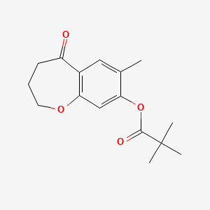 molecular formula C16H20O4 B11752143 7-Methyl-5-oxo-2,3,4,5-tetrahydrobenzo[b]oxepin-8-yl pivalate 