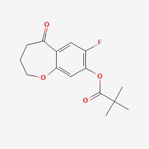 molecular formula C15H17FO4 B11752162 7-Fluoro-5-oxo-2,3,4,5-tetrahydrobenzo[b]oxepin-8-yl pivalate 