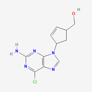 molecular formula C11H12ClN5O B11752196 [4-(2-Amino-6-chloropurin-9-yl)cyclopent-2-en-1-yl]methanol 