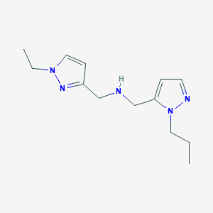 molecular formula C13H21N5 B11752197 [(1-ethyl-1H-pyrazol-3-yl)methyl][(1-propyl-1H-pyrazol-5-yl)methyl]amine 