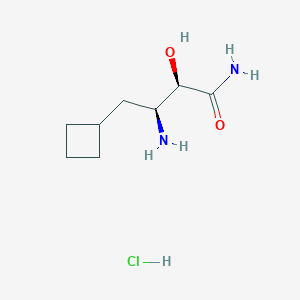molecular formula C8H17ClN2O2 B11752296 (2R,3S)-3-amino-4-cyclobutyl-2-hydroxybutanamide hydrochloride 