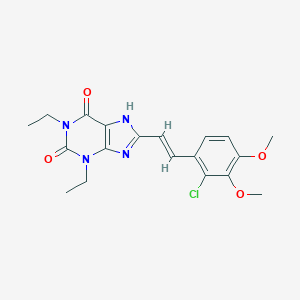 molecular formula C19H21ClN4O4 B117523 (E)-8-(2-Chloro-3,4-dimethoxystyryl)-1,3-diethylxanthine CAS No. 155271-42-4