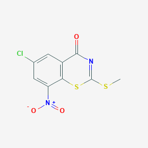 molecular formula C9H5ClN2O3S2 B11752326 6-Chloro-2-(methylthio)-8-nitro-4H-benzo[e][1,3]thiazin-4-one 