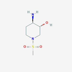 molecular formula C6H14N2O3S B11752383 (3R,4R)-4-amino-1-methanesulfonylpiperidin-3-ol 