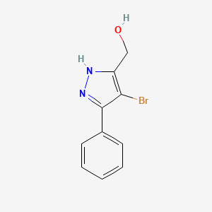 molecular formula C10H9BrN2O B11752510 (4-bromo-3-phenyl-1H-pyrazol-5-yl)methanol 