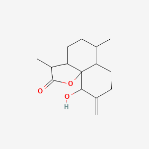 molecular formula C15H22O3 B11752540 10-hydroxy-3,6-dimethyl-9-methylidene-3a,4,5,6,6a,7,8,10-octahydro-3H-benzo[h][1]benzofuran-2-one 