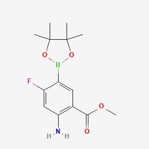 molecular formula C14H19BFNO4 B11752548 Methyl 2-amino-4-fluoro-5-(tetramethyl-1,3,2-dioxaborolan-2-yl)benzoate 