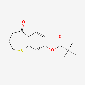 molecular formula C15H18O3S B11752725 5-Oxo-2,3,4,5-tetrahydrobenzo[b]thiepin-8-yl pivalate 
