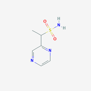 molecular formula C6H9N3O2S B11752787 1-(Pyrazin-2-yl)ethanesulfonamide 
