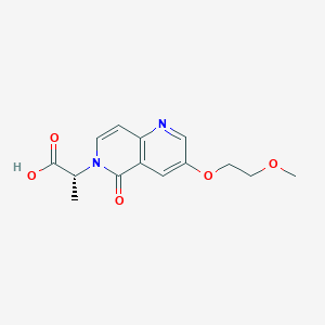 molecular formula C14H16N2O5 B11753114 (2R)-2-[3-(2-methoxyethoxy)-5-oxo-5,6-dihydro-1,6-naphthyridin-6-yl]propanoic acid 