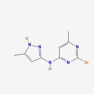 molecular formula C9H10BrN5 B11753121 2-bromo-6-methyl-N-(5-methyl-1H-pyrazol-3-yl)pyrimidin-4-amine 