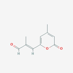 molecular formula C10H10O3 B11753175 (E)-2-Methyl-3-(4-methyl-2-oxo-2H-pyran-6-YL)-2-propenal 