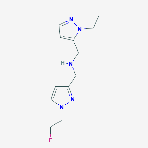 molecular formula C12H18FN5 B11753188 [(1-ethyl-1H-pyrazol-5-yl)methyl]({[1-(2-fluoroethyl)-1H-pyrazol-3-yl]methyl})amine 
