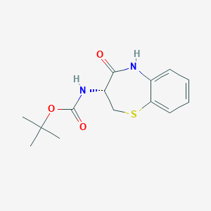 molecular formula C14H18N2O3S B11753276 tert-butyl N-[(3R)-4-oxo-2,3,4,5-tetrahydro-1,5-benzothiazepin-3-yl]carbamate 