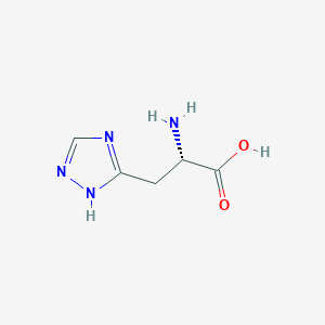 molecular formula C5H8N4O2 B11753287 (2S)-2-azanyl-3-(4H-1,2,4-triazol-3-yl)propanoic acid 